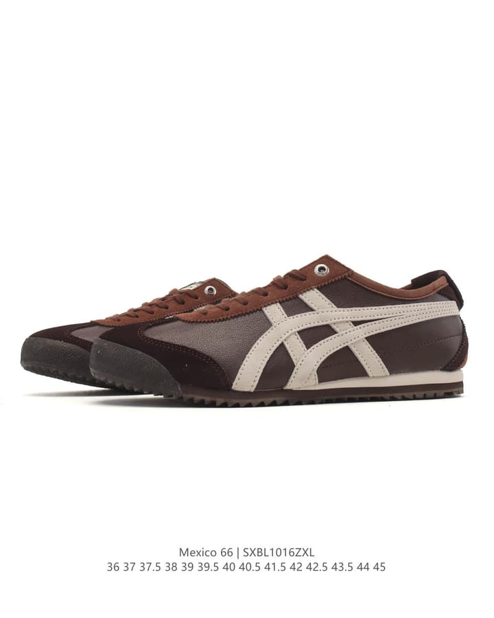 Onitsuka Tiger Mexico 66 Classic Retro Sneakers in Cream With Black Stripes