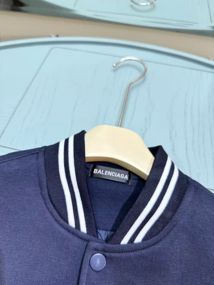Balenciaga Baseball Bomber Jacket – Kids Collection – 2025 AW in Navy Blue With White Accents