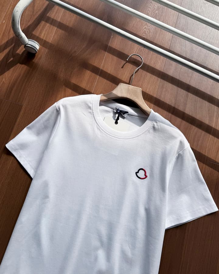 Moncler Classic Logo Embroidered T-Shirt in Classic Black