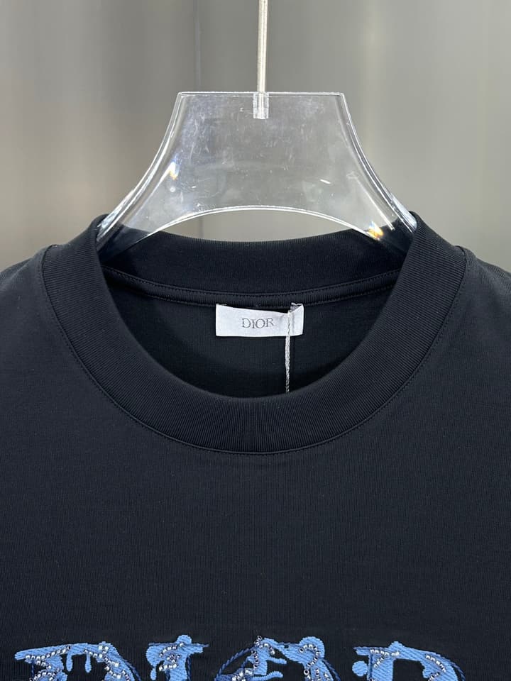 Dior 3D Logo High-Count Cotton T-Shirt – 2026SS in Black With Blue Graffiti Logo