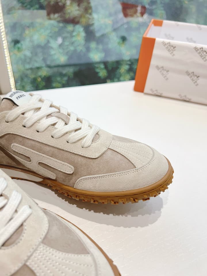 Hermès Bouncing Calfskin Sneakers in Tan Suede