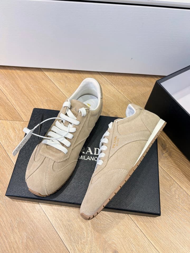 Prada FW25 German Training Shoes in Dark Brown Suede