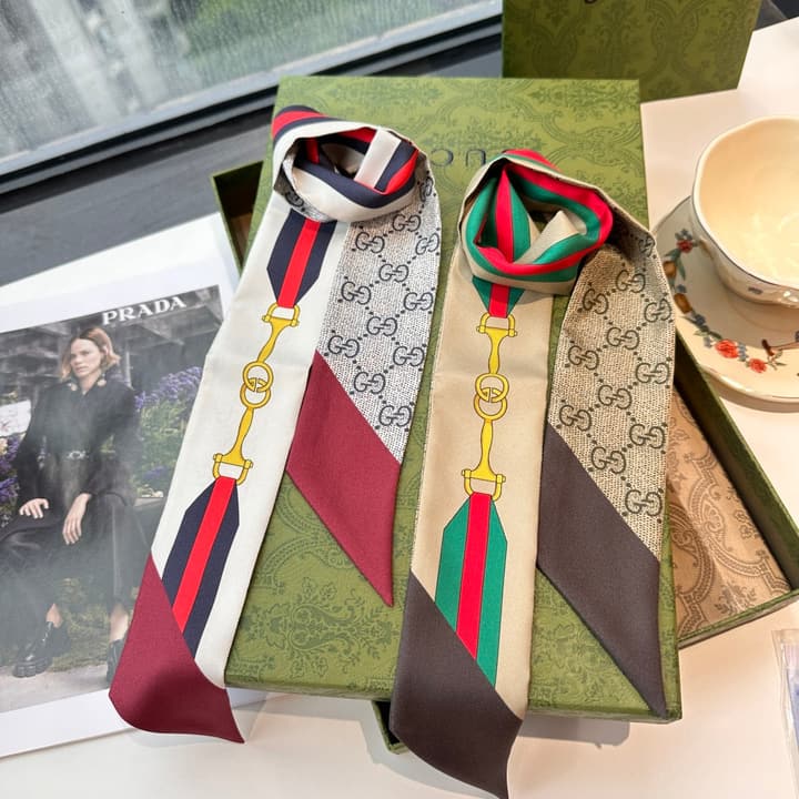 Gucci GG Logo Twilly Silk Scarf