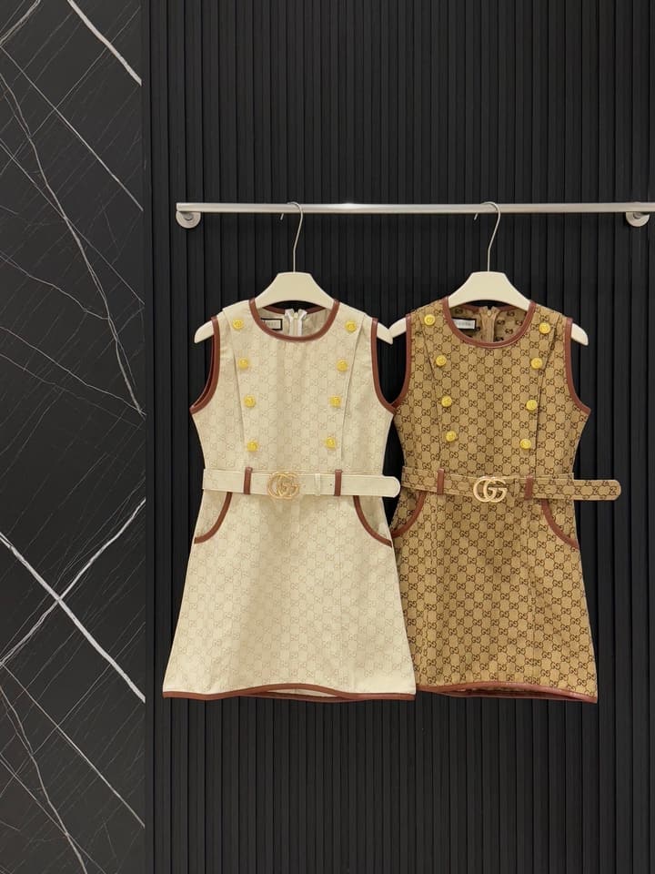 Gucci GG Retro Monogram Sleeveless Dress – Spring/Summer Collection in Apricot