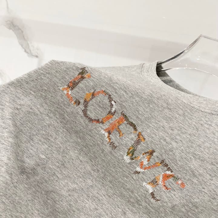 Loewe Rainbow Logo Embroidered Cotton T-Shirt in Classic Black