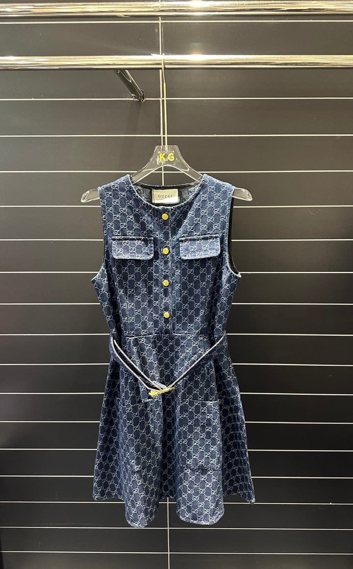 Gucci Belted Jacquard Dress – Spring/Summer Collection – 2026SS in Blue