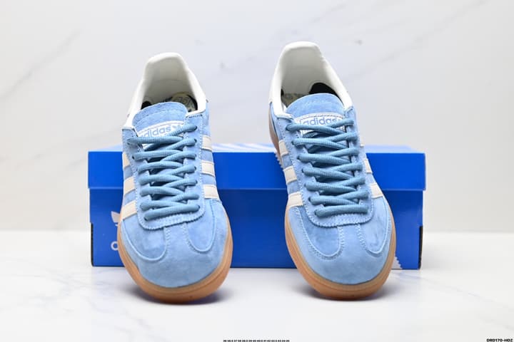 Adidas Handball Spezial Retro Sneakers in Navy Suede With Pastel Stripes