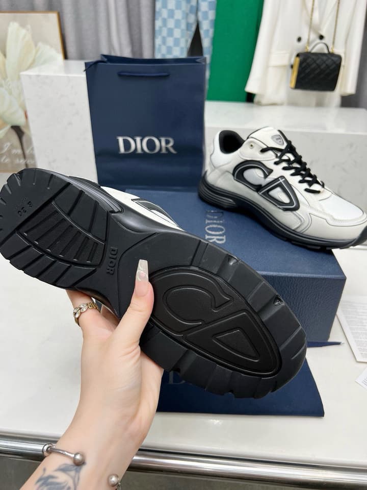 Dior B30 Unisex Mesh and Leather Sneakers in Navy Blue And Grey