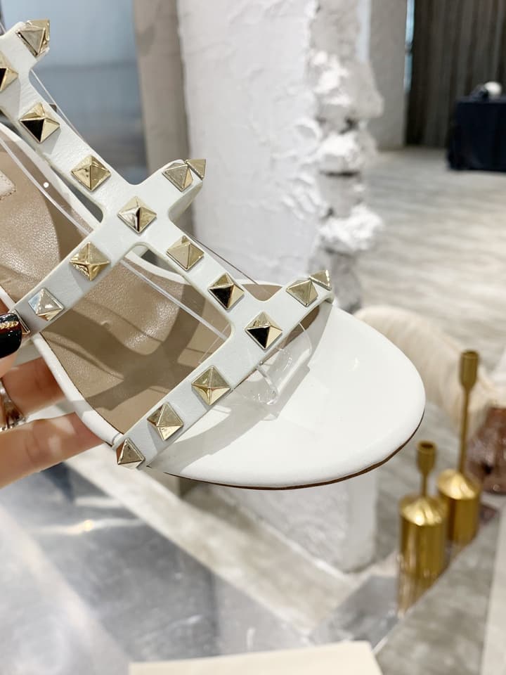 Valentino Studded Classic Block Heel Sandals in Black With Black Studs 6.5cm Heel