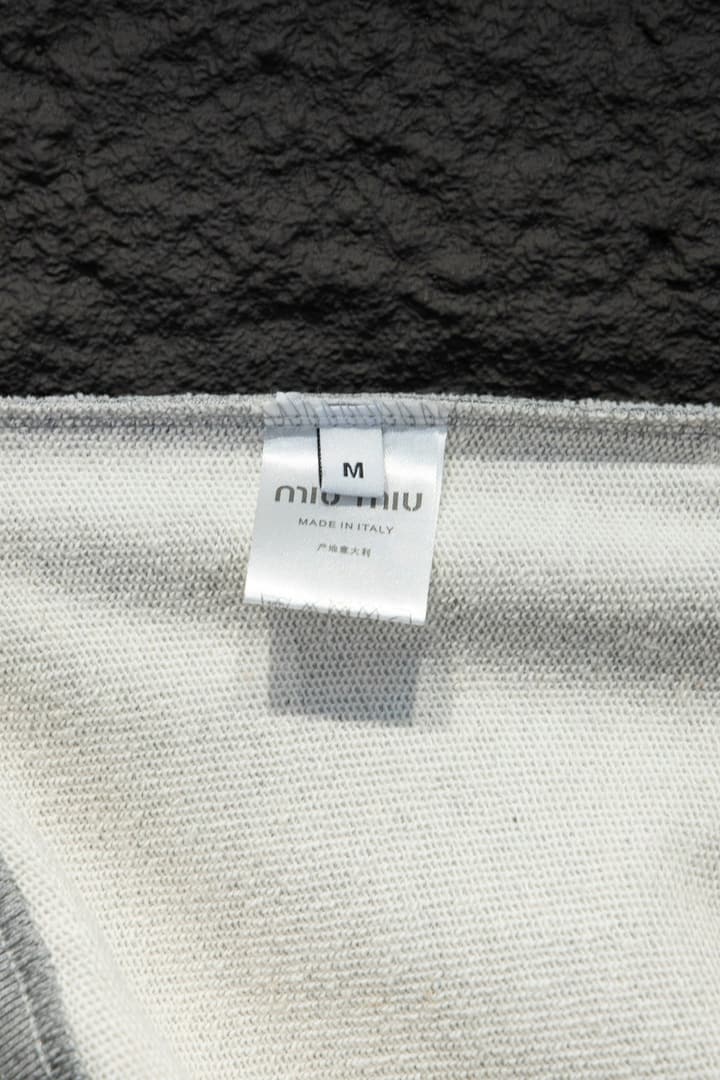 Miu Miu Embroidered Oversize Cotton Sweatshirt in Heather Grey