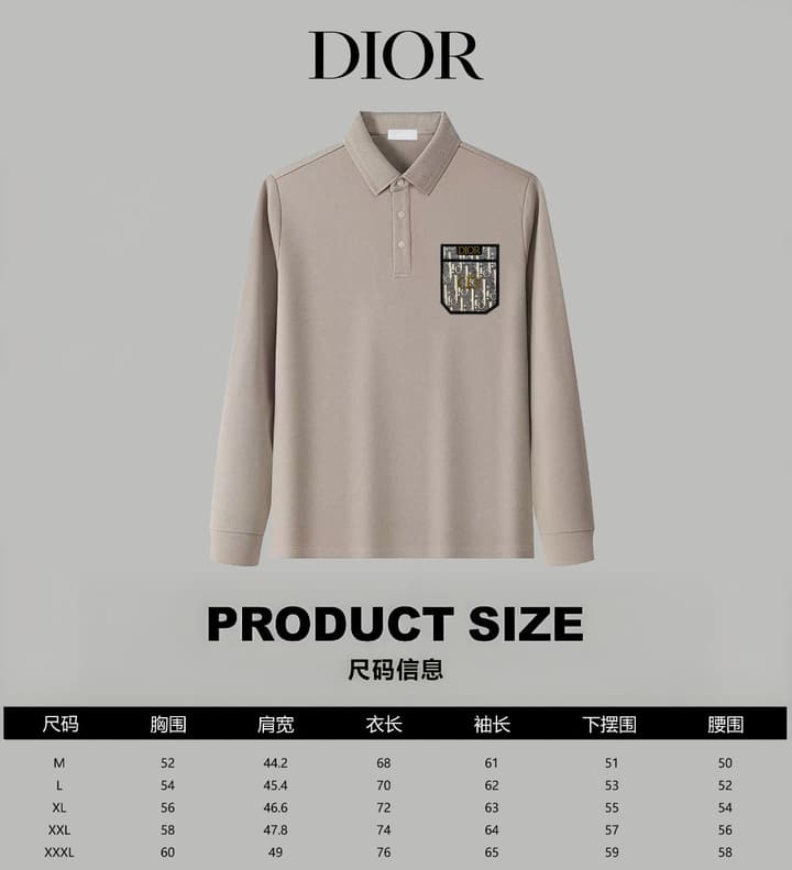 Dior Silk Long Sleeve Polo Shirt with Metal Patch in White With Solid Pocket