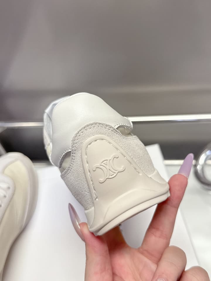 Celine Racer Women's Low-Top Sneakers in Black With White Laces