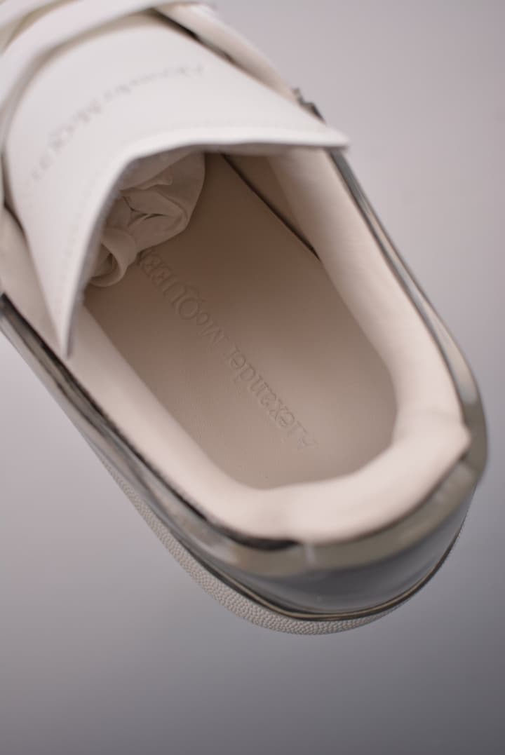 Alexander McQueen Oversized Low-Top Platform Sneakers in White With Dark Heel Tab