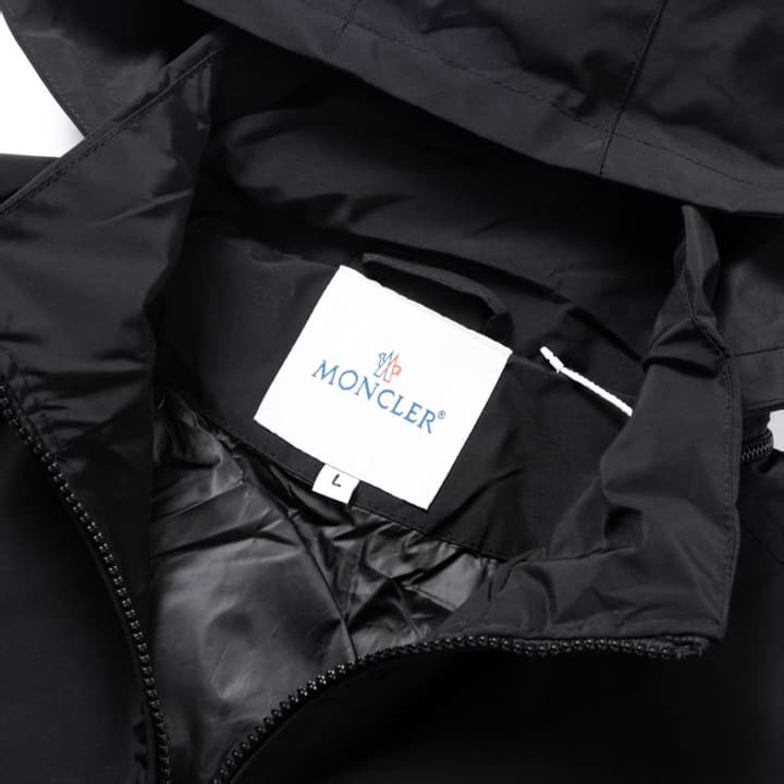 Moncler Classic Maya Hooded Windbreaker Jacket in Solid Black
