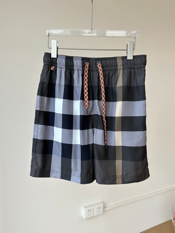 Burberry Plaid Drawstring Swim Trunks – Summer Collection in Beige