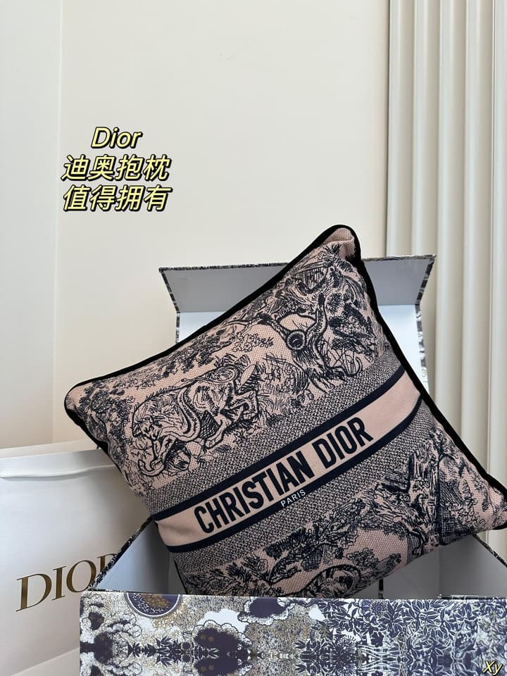 Dior Limited Edition Home Pillow in Black And White Toile Pattern