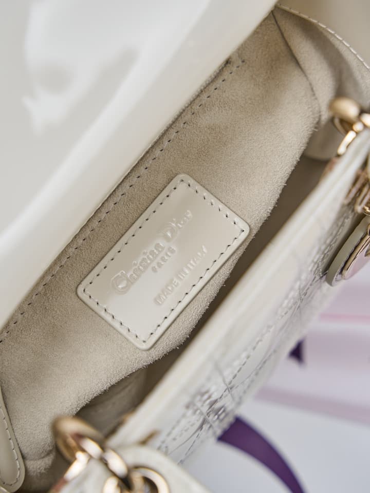 Dior Lady Dior Mini Patent Crossbody Bag in Cherry Red Patent