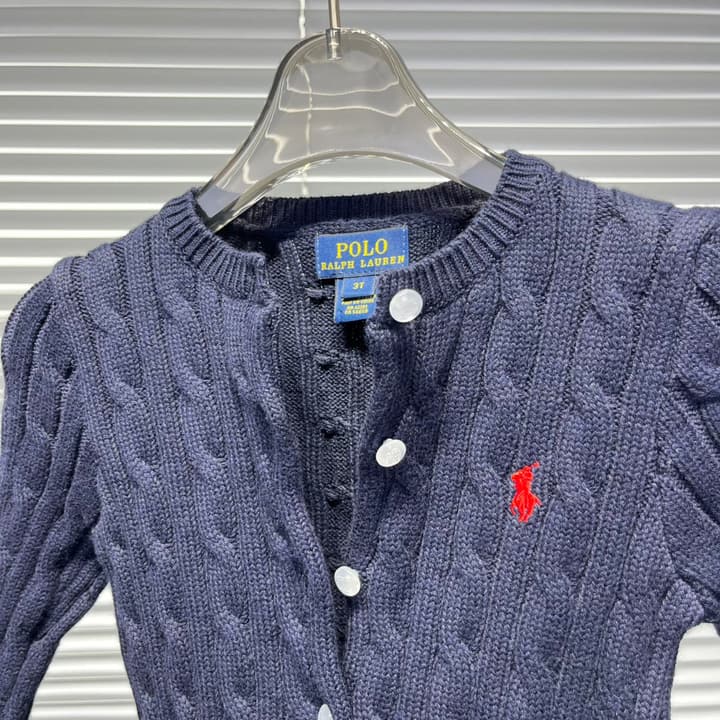 Ralph Lauren Cable Knit Cardigan – Kids Collection in Dark Navy Cable Knit