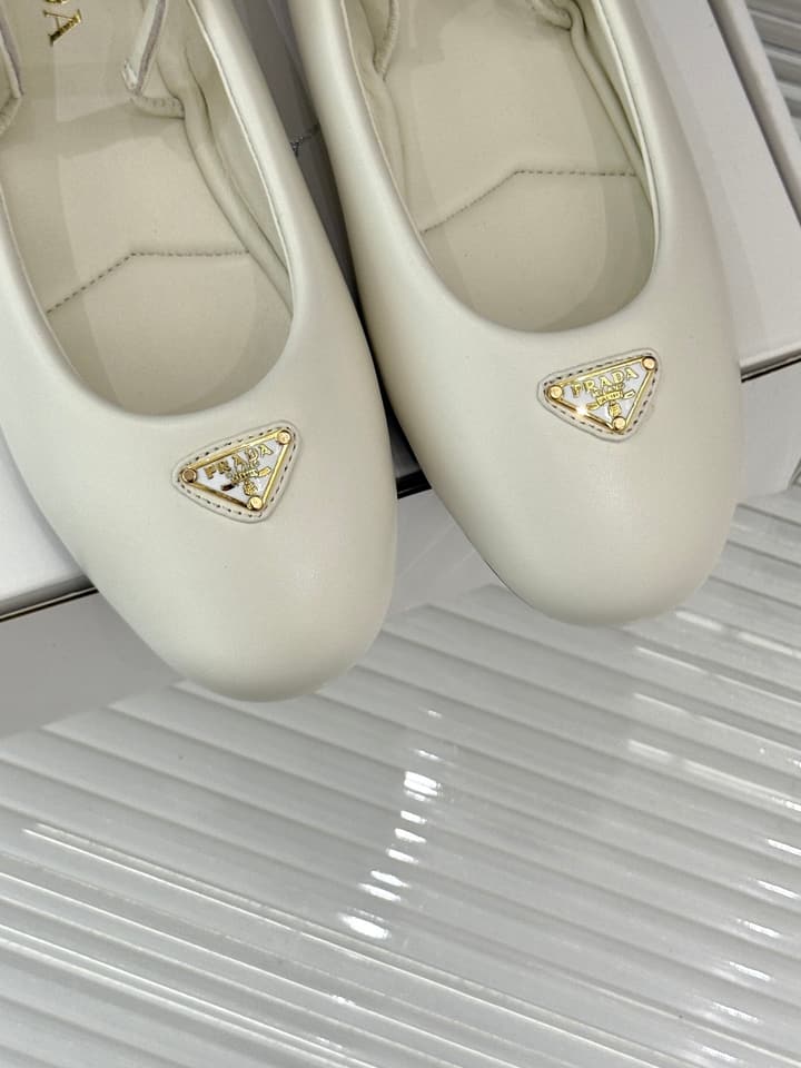 Prada Classic Mary Jane Flats in Cream