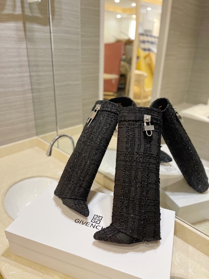 Givenchy Jacquard Plaid Knee-High Boots – 2023SS