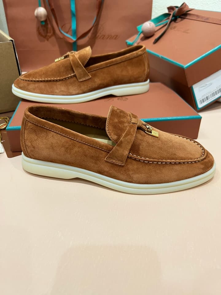 Loro Piana My Charms Suede Loafers in Dark Blue