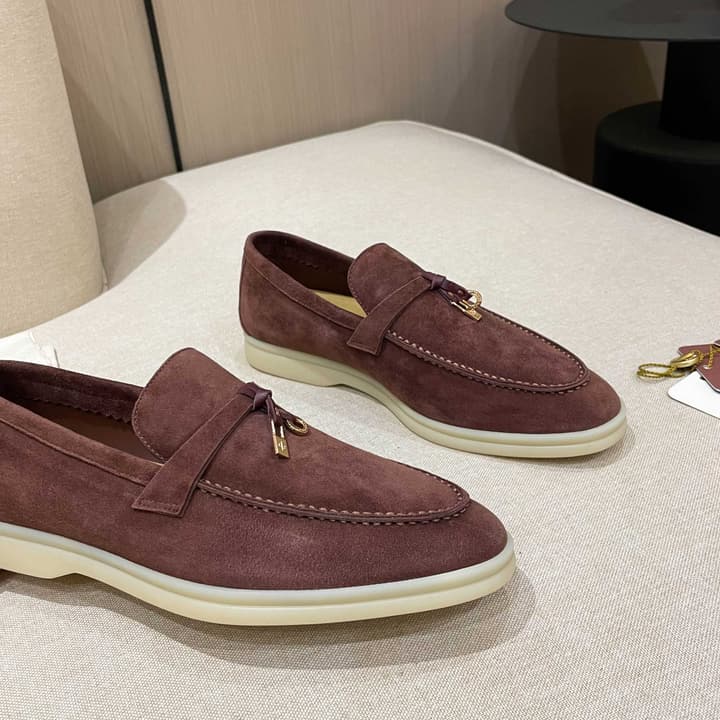 Loro Piana Summer Charms Walk Moccasin Loafers in Bright Orange Leather