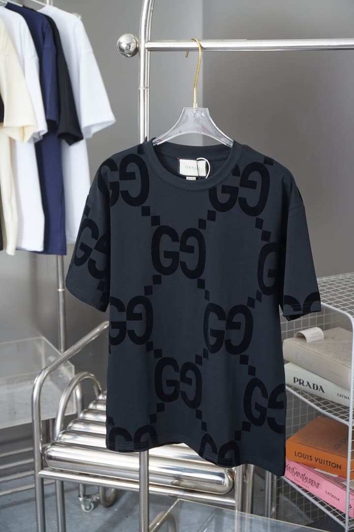 Gucci Double G Flocked Print T-Shirt – 26FW in Classic Black