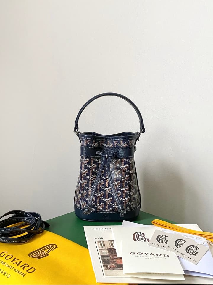 Goyard Petit Flot Mini Bucket Bag in Deep Blue Goyardine