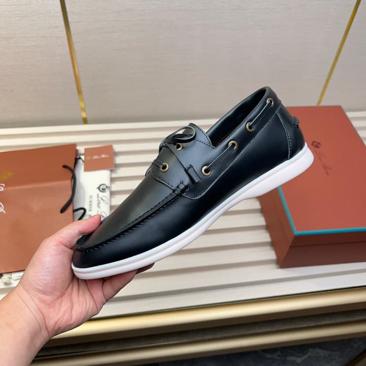 Loro Piana Moccasin Shoes – 2025 Collection in Navy Blue Leather