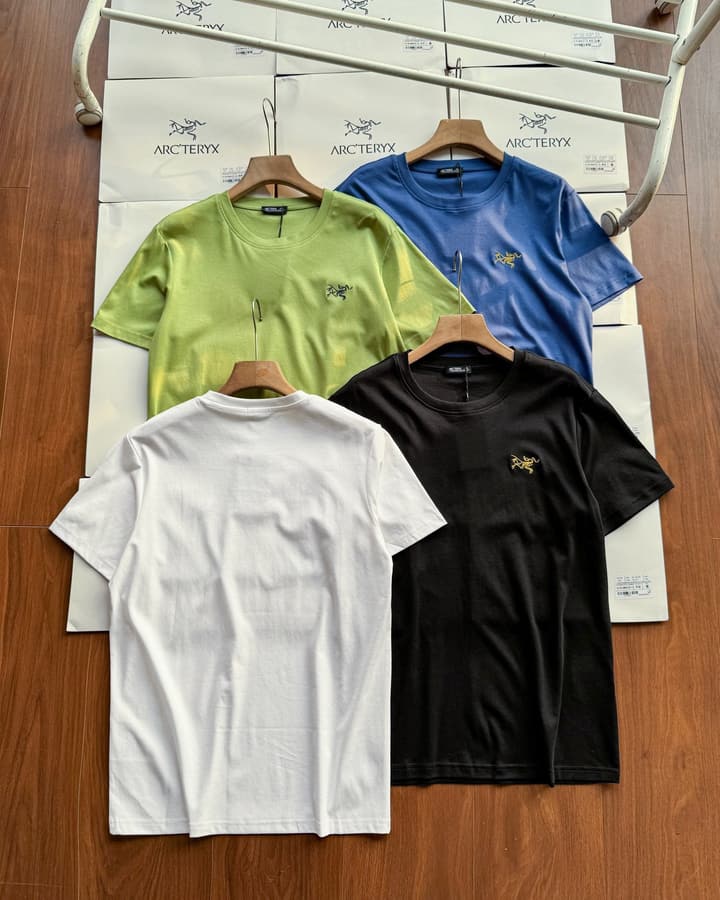 Arc'teryx Logo Crewneck Mercerized Cotton T-Shirt in Lime Green, Royal Blue, And Black