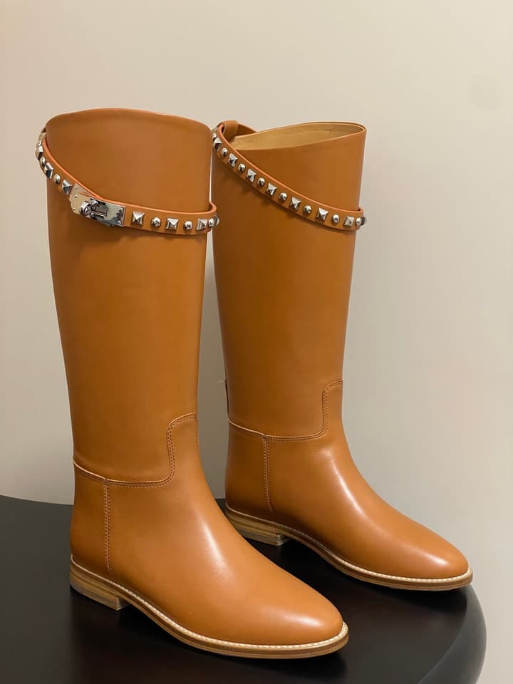 Hermès Jumping Series Kelly Buckle Knee-High Boots in Black