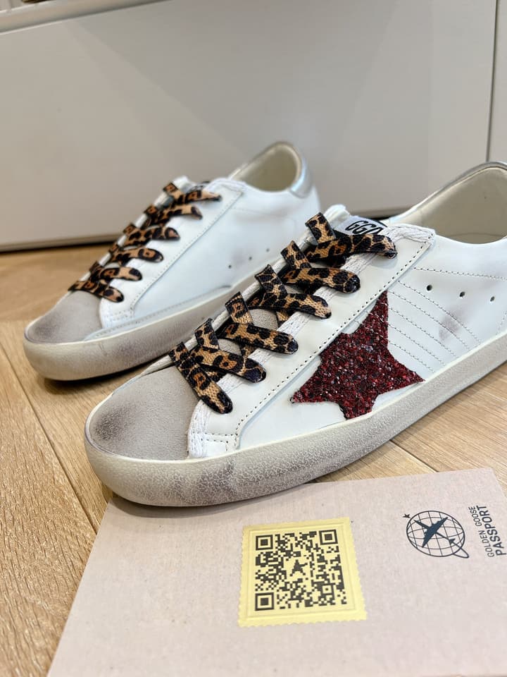 Golden Goose SPACE Series Distressed Sneakers – 2025 Collection in Leopard Print Velcro