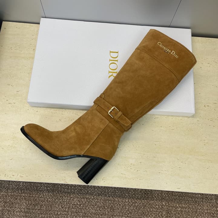 Dior D-Town Punk Chunky Heel Knight Boots – 2025FW in Black Leather
