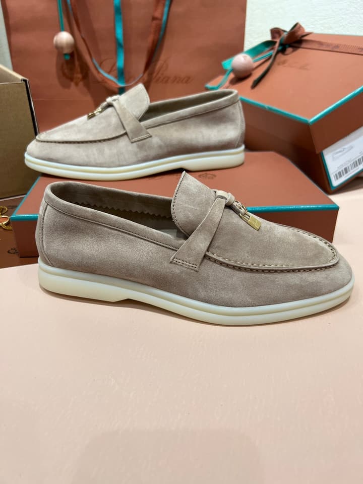 Loro Piana My Charms Suede Loafers in Dark Blue