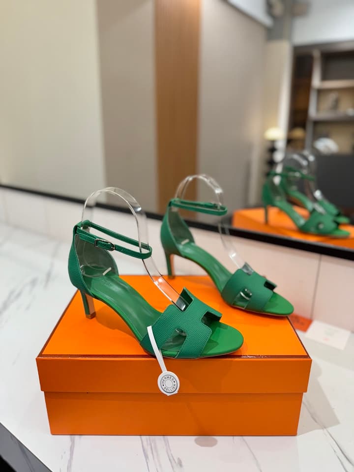 Hermès Classic Palm Grain Cowhide Heels – 6.5cm in Black