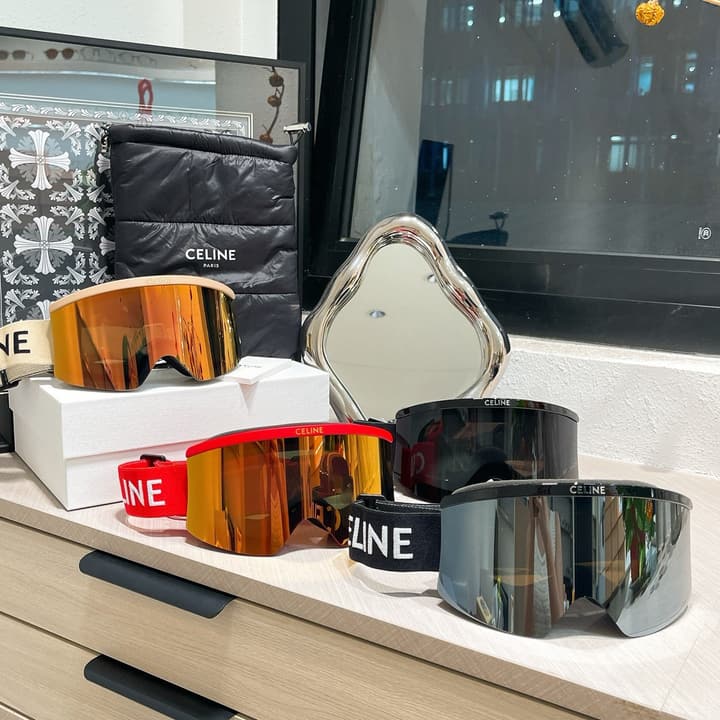 Celine Ski Goggles in Black Frame Silver Lens