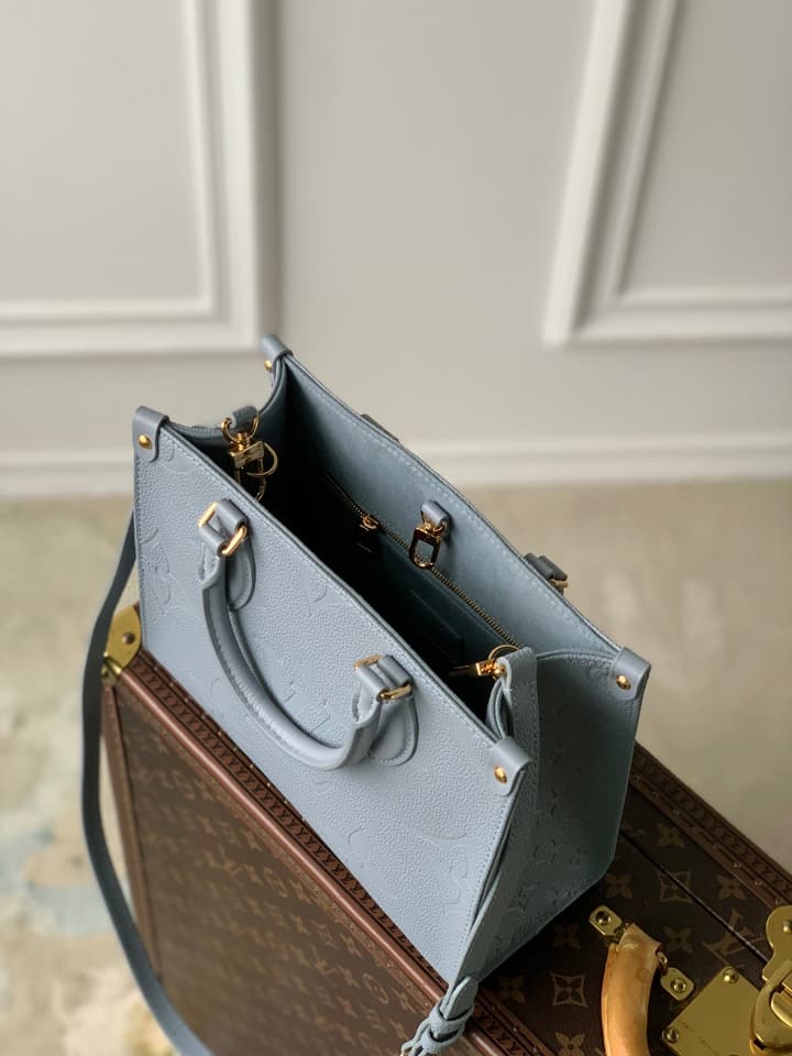 Louis Vuitton OnTheGo Small Tote Bag in Light Blue Grey