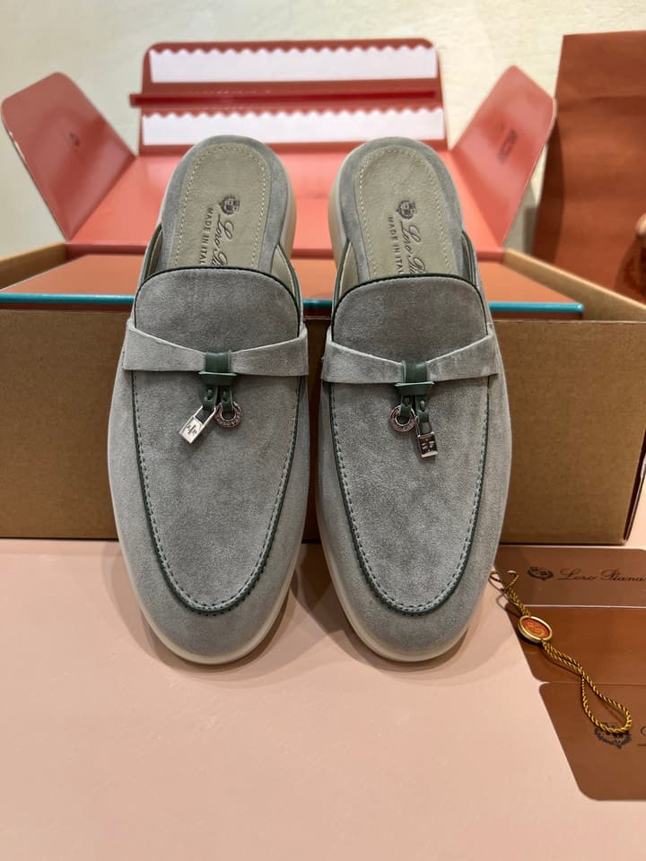 Loro Piana Women's Mules in Aqua Blue Suede