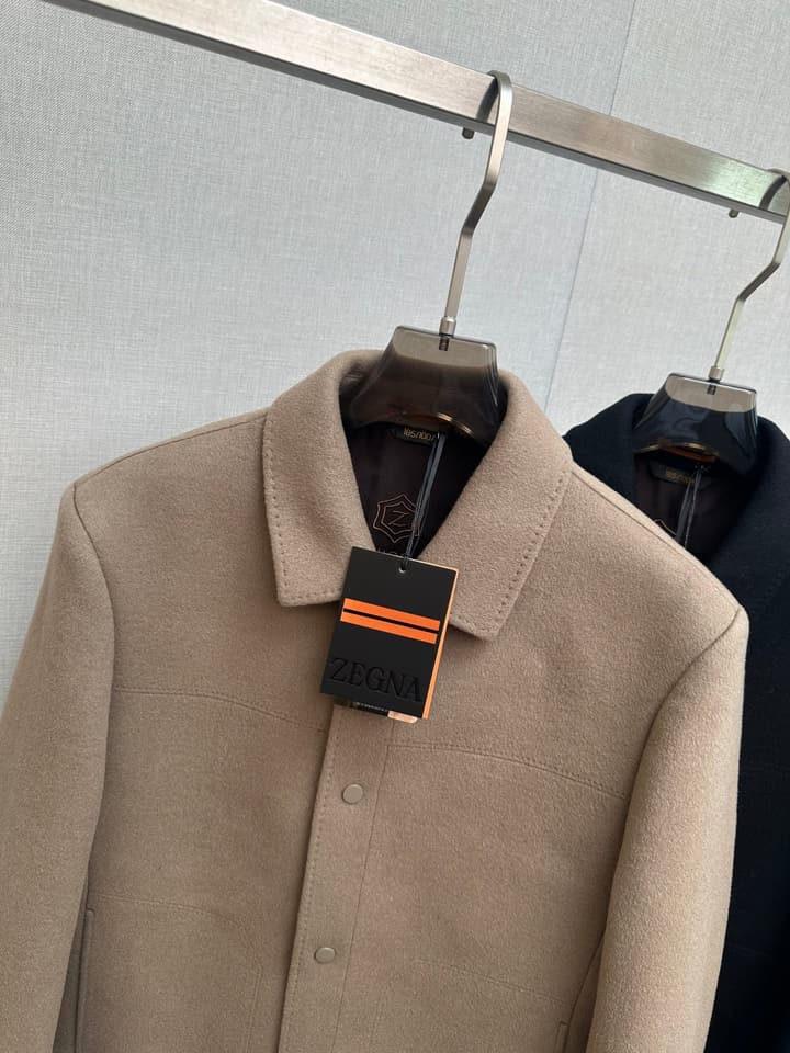 Zegna Italian Luxury Wool Coat in Camel Beige