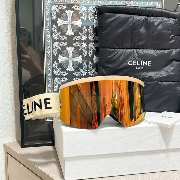 Celine Ski Goggles in Black Frame Silver Lens