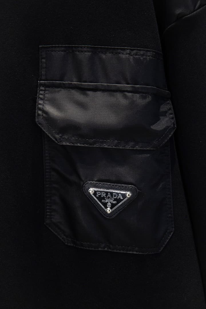 Prada Oversized Heavyweight Sweatshirt in Black Sweatshirt With Pocket Detail