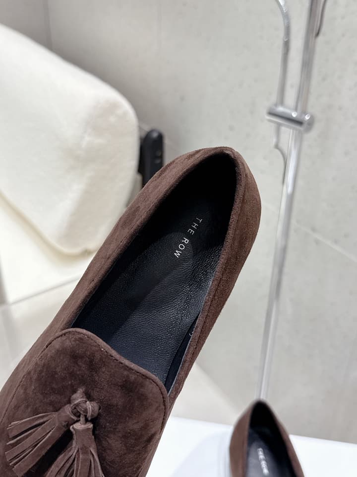The Row Tassel Loafers in Black Suede