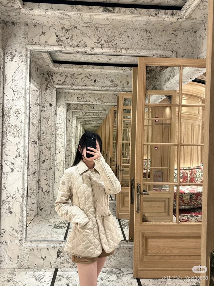Moncler Quilted Padded Slim-Fit Jacket in Khaki