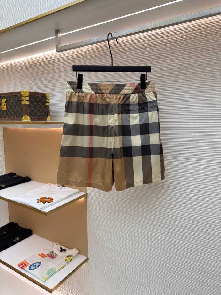 Burberry Classic Check Beach Shorts in Khaki