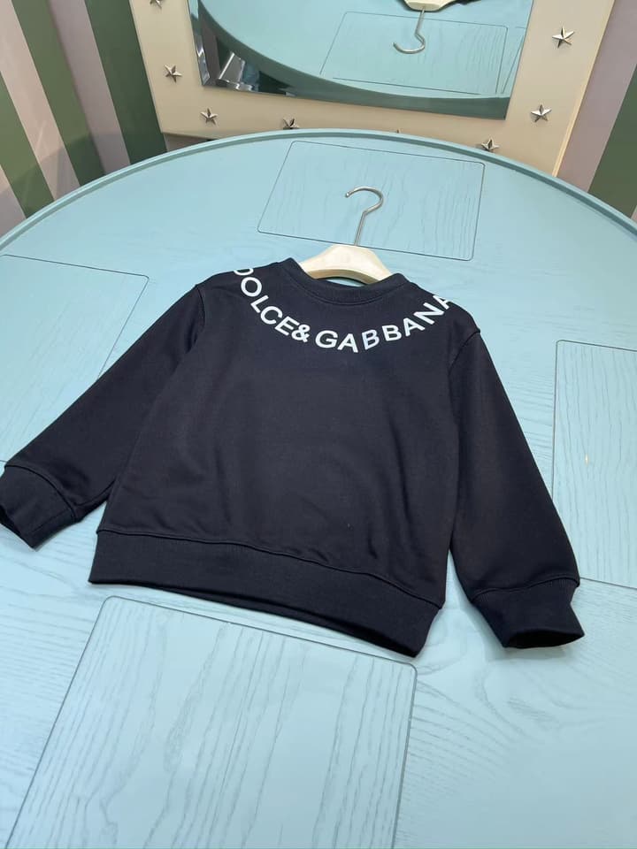 Dolce & Gabbana Kids Round Neck Sweatshirt – Kids Collection – 25FW in Black With White Logo