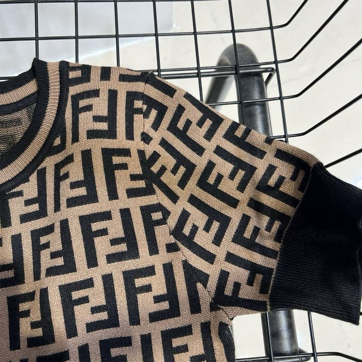 Fendi Double F Monogram Jacquard Knit Dress in Coffee Monogram Knit Dress