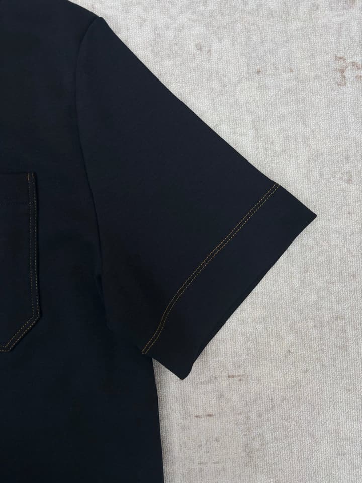 Fendi Leather Patch Pocket T-Shirt – 26SS in Navy Blue