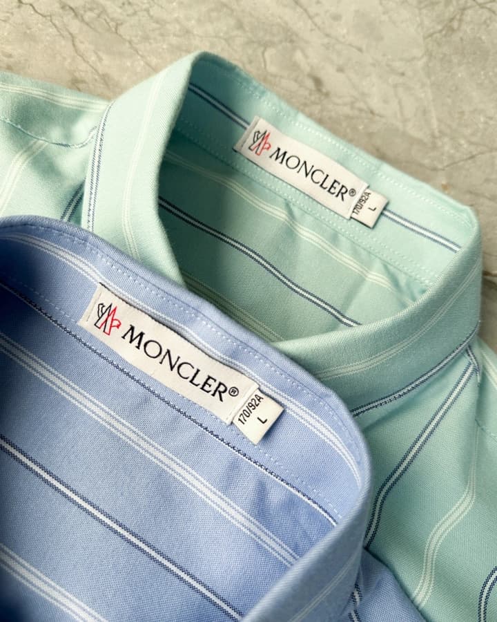 Moncler Striped Mercerized Shirt – 2025 Fall Collection in Blue