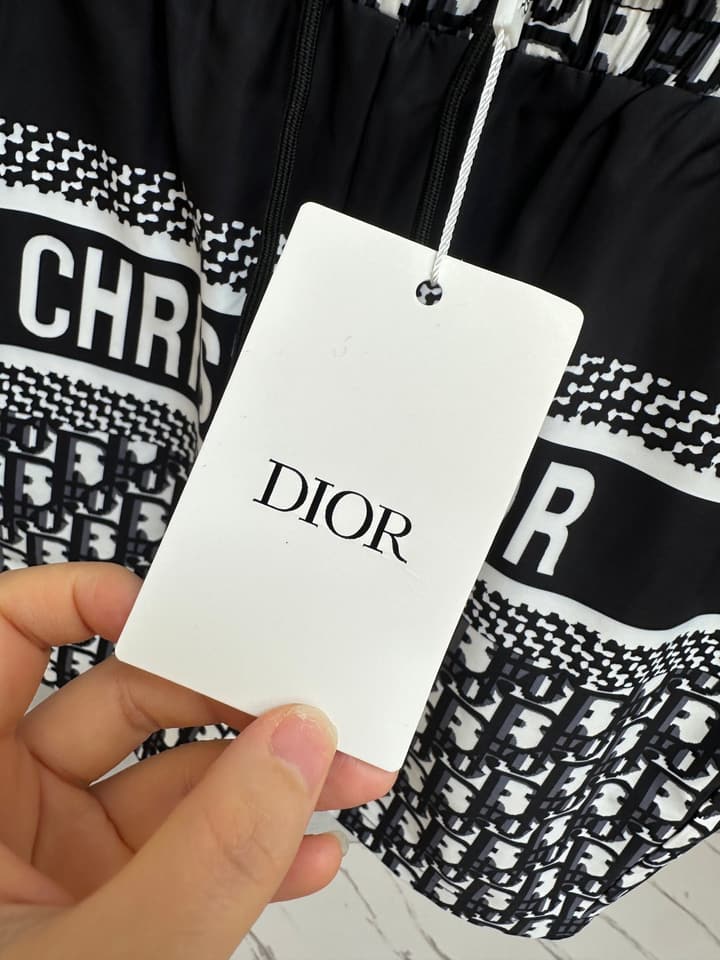 Dior Men's Casual Beach Shorts – 2025SS Collection in Black Dior Band Monogram