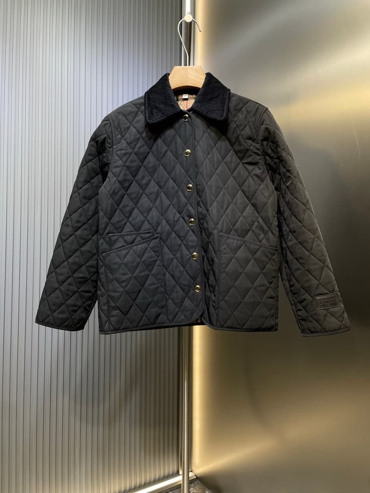 Burberry Quilted Long-Sleeve Jacket – 25FW in Charcoal Grey